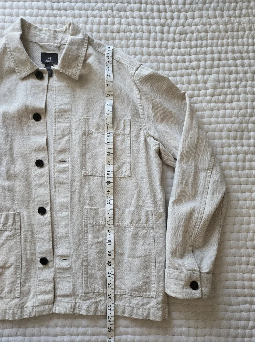 H&M Men's Off-White Lightweight Button-Up Jacket Size Large